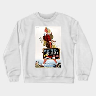 Vintage Travel Poster Switzerland Montreux Crewneck Sweatshirt